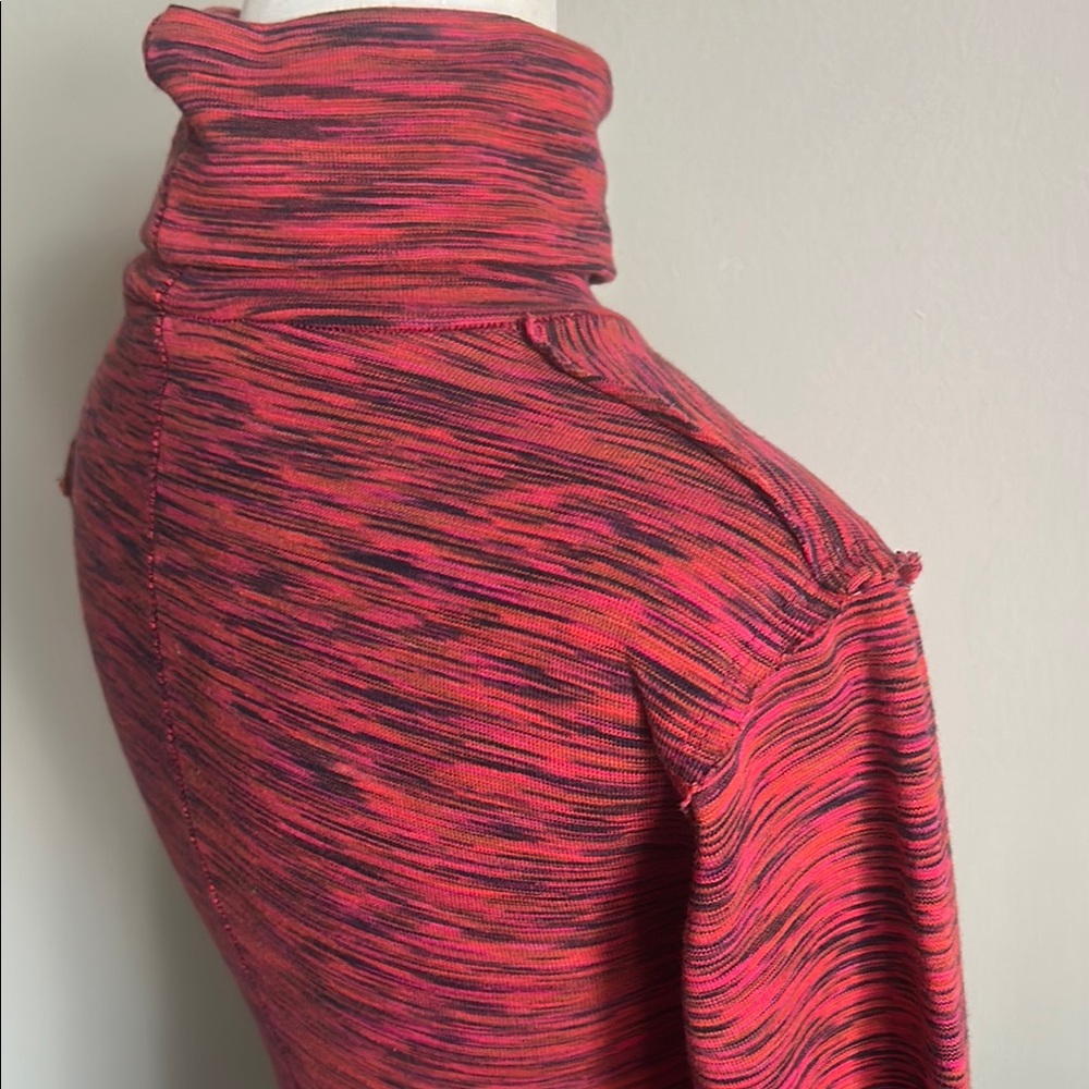 Free People Womens Red Sunshine Space Dye Elbow Sleeves Turtleneck Top - Picture 5 of 10